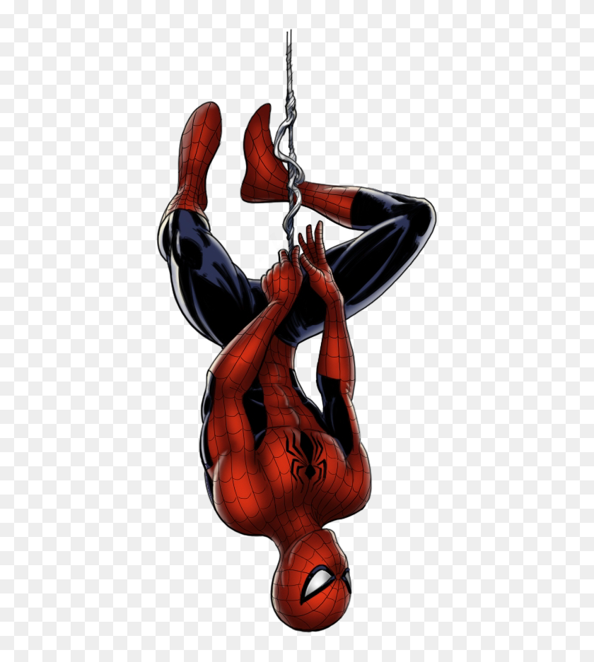 Spiderman Marvel Comics Png - Spiderman Hanging Upside Down, Transparent Png  - 397x857(#6782380) - PngFind
