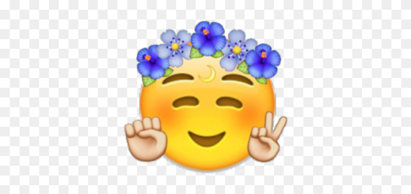 alien emoji with flower crown