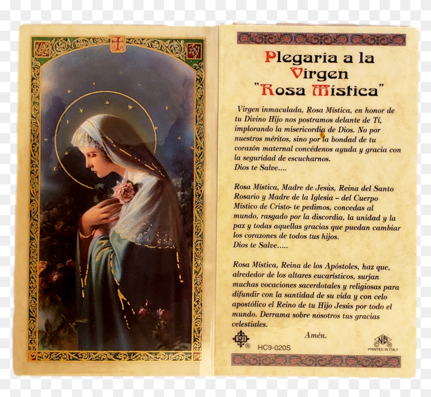Religious Prayer Card Plegaria A La Virgen Rosa Mistica - Oraciones A ...