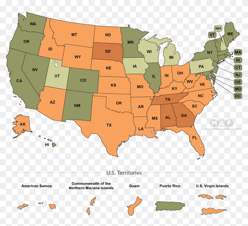 United States Map - Lgbt Map Usa, Hd Png Download - 1977x1718(#6824403 