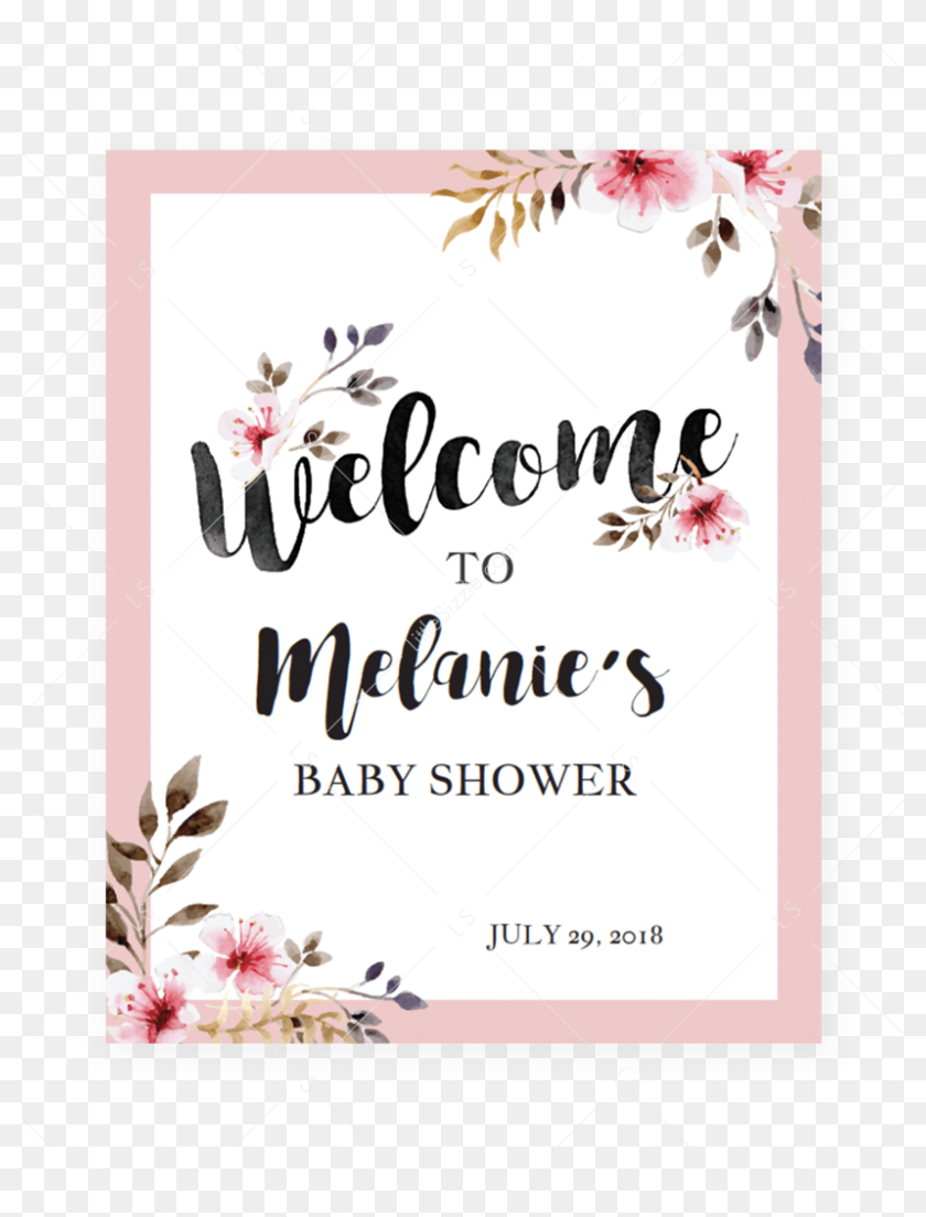 Blush Flowers Welcome Sign For Shower Party By Littlesizzle - Mom Osa ...