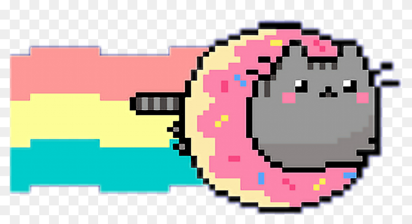 Not My Art Pusheen Nyan Cat X Kawaii Pixel Art Donut Hd Png | Sexiz Pix