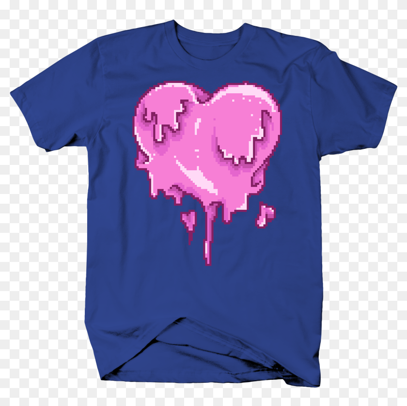 Dripping Bleeding Heart Retro Video Gaming Pixel Bit - Shirt, HD Png ...