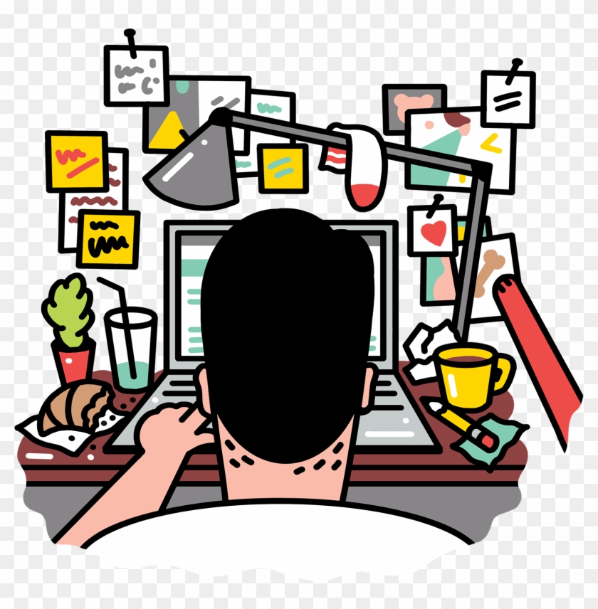 Busy Creative Working At A Desk - Trabalhar Ai, Hd Png Download 