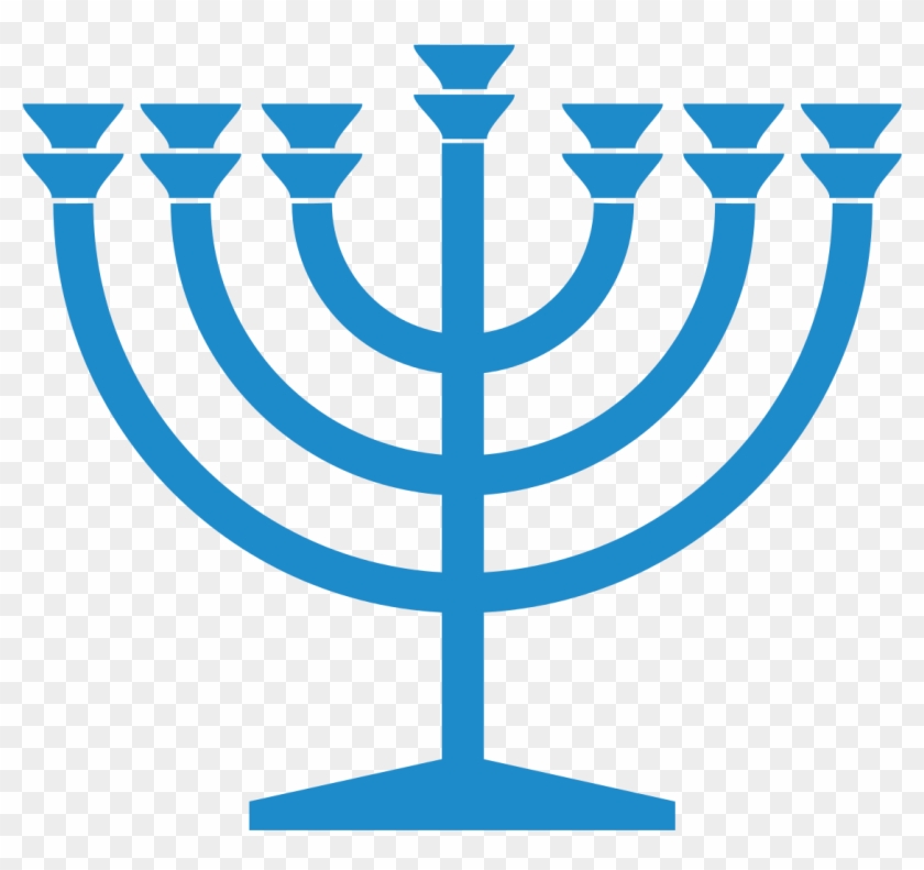 File - Menorah Blue - Svg - Jewish Symbols Menorah, HD Png Download