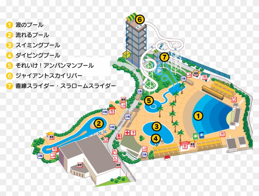 Slider Of Three Kinds Of Five Pools よみうり ランド プール 地図 Hd Png Download 970x6 Pngfind