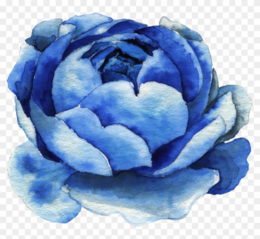 Blue Rose Clipart Watercolor Blue Watercolor Flower Png Transparent Png 1580x1296 Pngfind