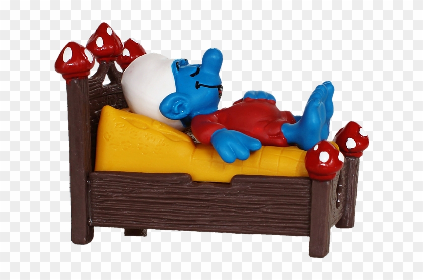 Smurf Bed Sleep Tired Smurfs Figure Toys Mude Bilder Kostenlos Hd Png Download 960x642 Pngfind